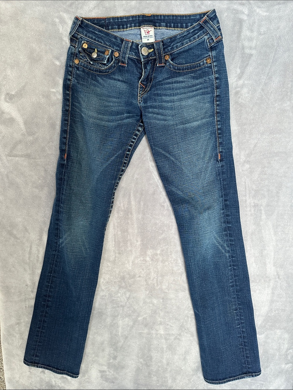 True Religion Women's Straight Leg Dark Blue Denim Jeans